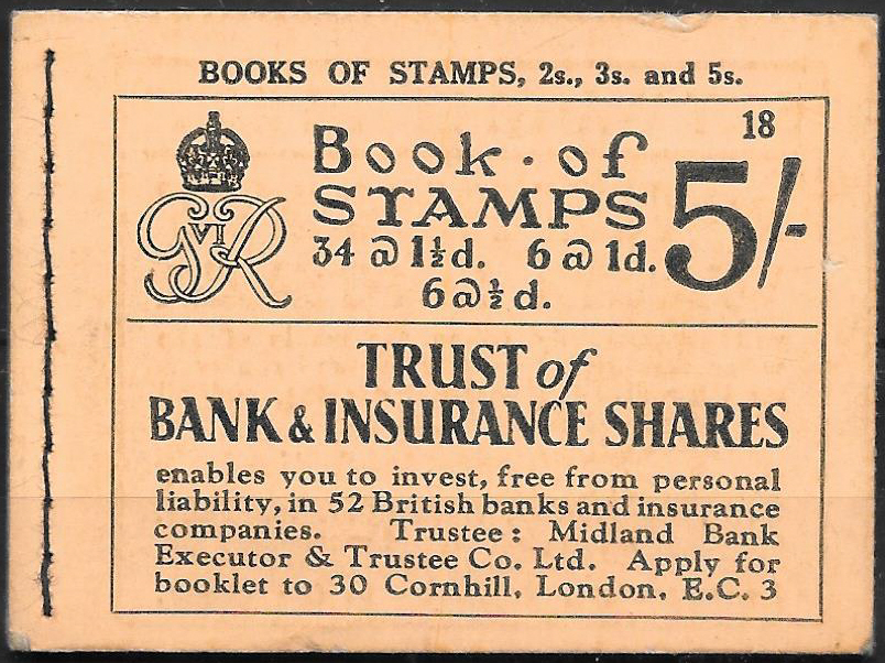(image for) BD23 George VI 1937 5/- Stitched Booklet Edition 18. - Click Image to Close